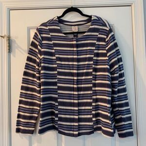 CB Blue & White Striped Zip Up Jacket sz 3X